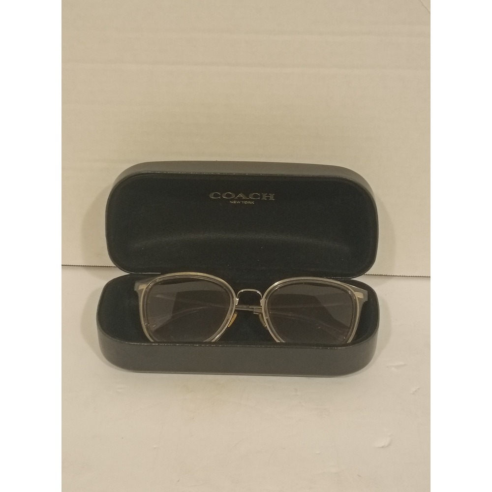 Coach Sunglasses Clear Gold Frame Gradient Lens HC7127 with Hard Case‎